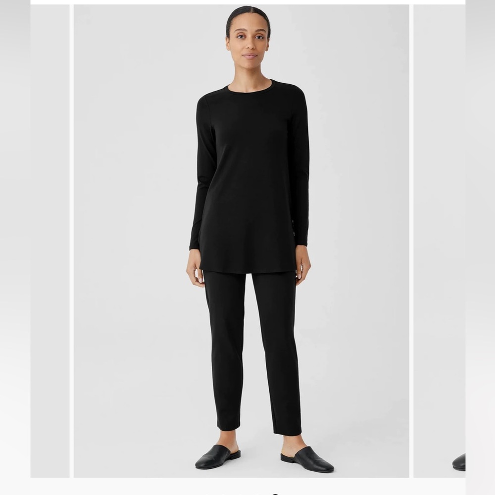 EILEEN FISHER BLACK PULL ON ELASTIC PONTE  LEGGINGS…SZ SMALL SLIM LEG PANTS